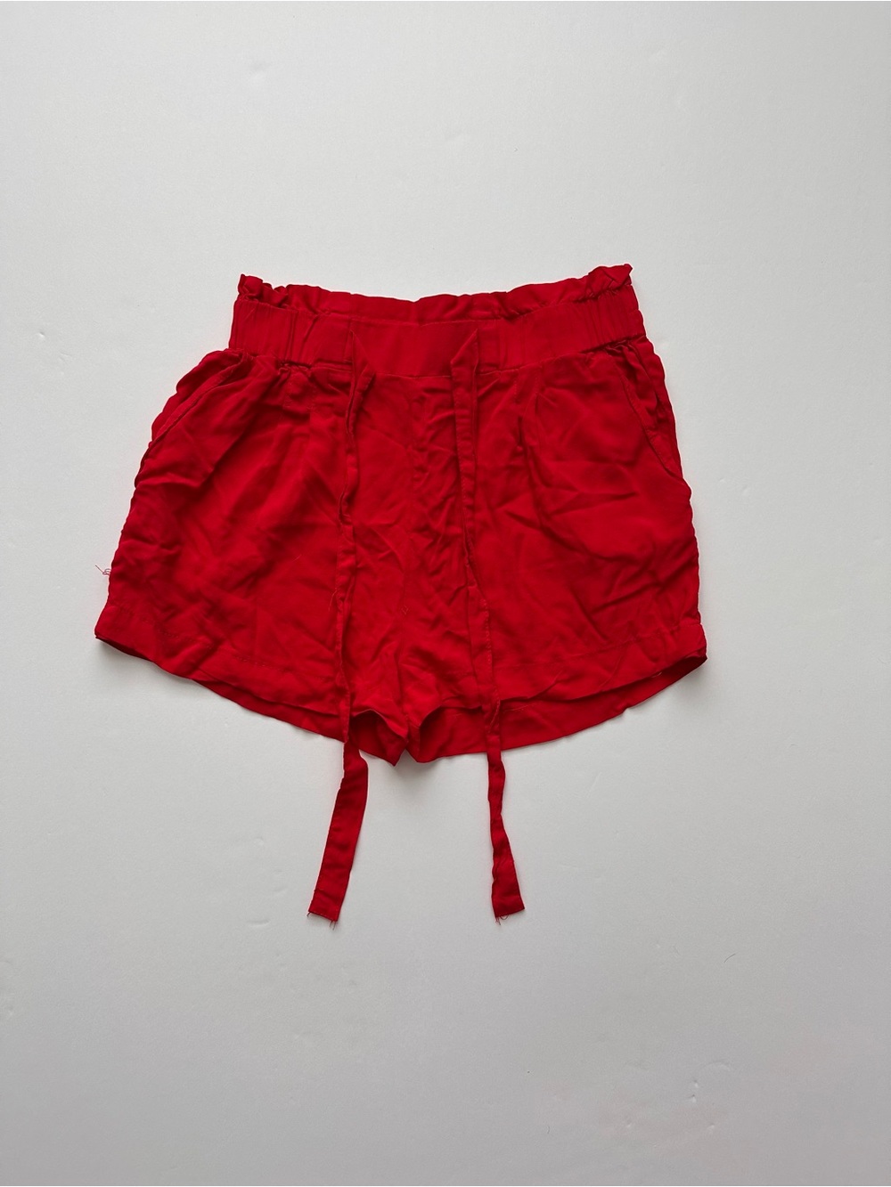 Ambiance Red High-Waist Drawstring Shorts